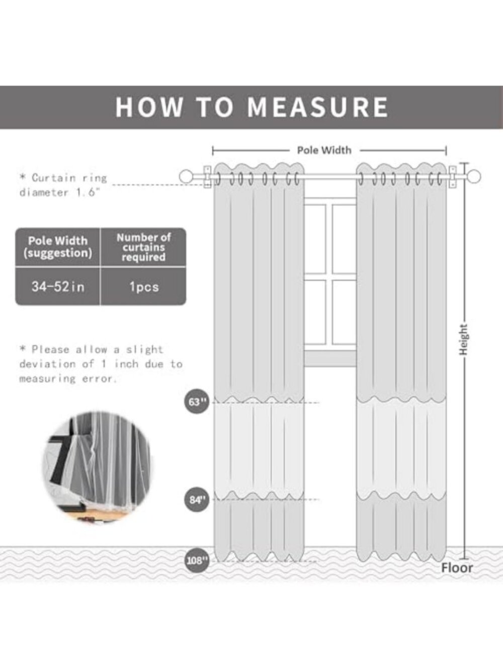 Blackout Curtains 84” Long - 2 Panel Set, Double Layer Star Cut Out Drapes for - Picture 2 of 7